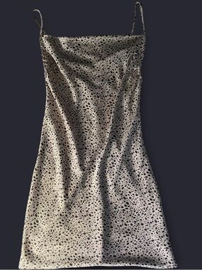 Satin Slip Dress with Black Speckle Animal Print